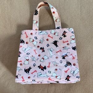 Vintage Harrods Pink Dog Pattern Tote